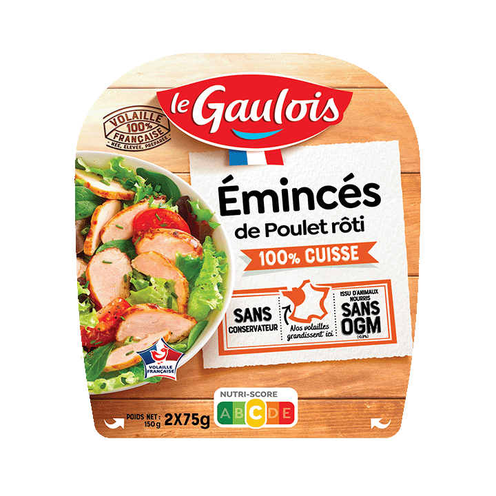 Emincés de cuisse de poulet rôti