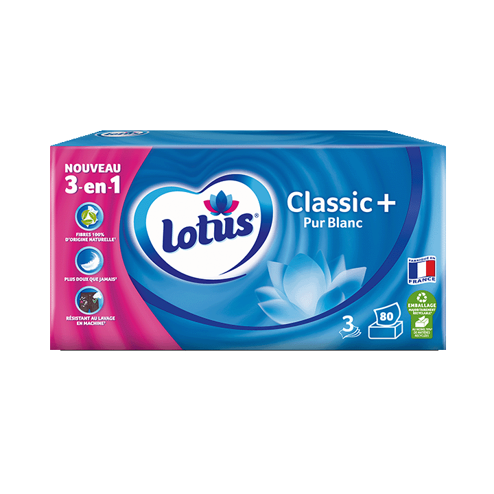 Mouchoirs Lotus boîte Classic+ Pur Blanc x80