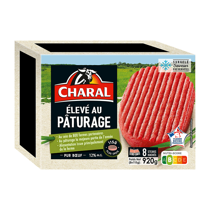 Steak haché 'Élevé au Pâturage' 12%MG 8x115g