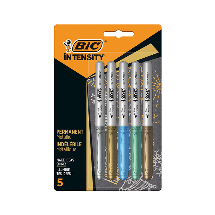 Pack de 5 Marqueurs Permanent BIC® Intensity® Metallic Ink : assortie