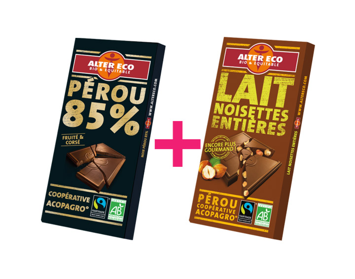 30% remboursés pour l'achat de 2 tablettes de chocolats Alter Eco