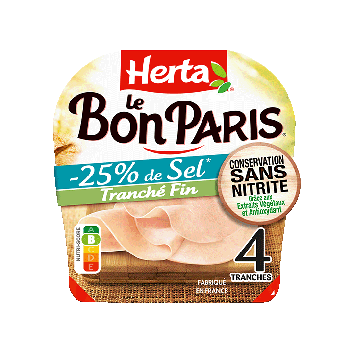 Le Bon Paris® tranché fin Sel réduit* Conservation Sans Nitrite 4T