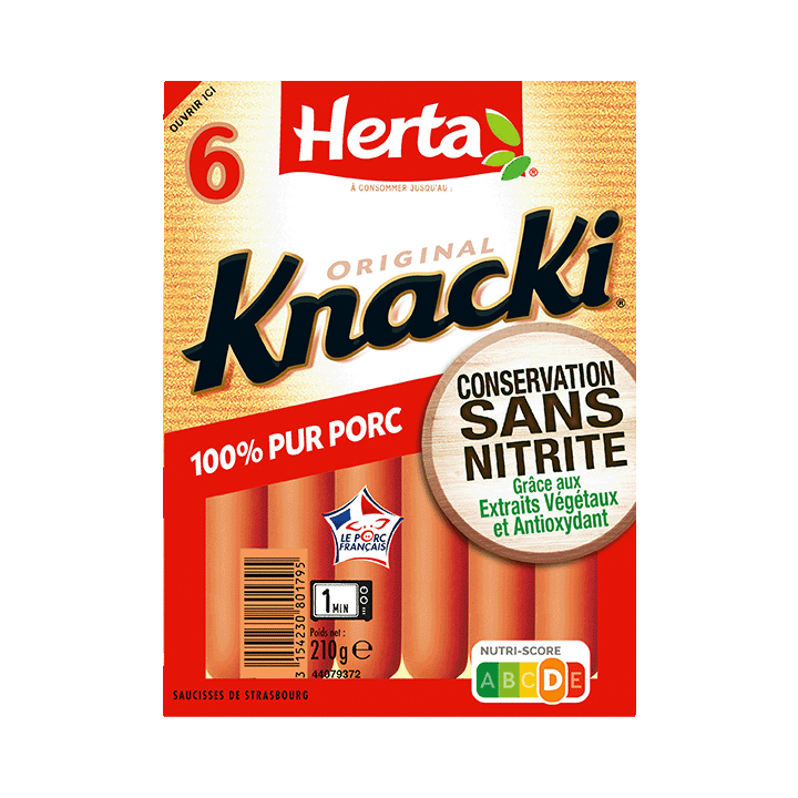 Saucisses KNACKI® Original Conservation Sans Nitrite x6