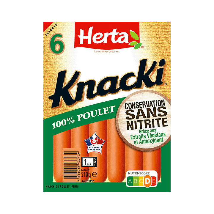 Saucisses KNACKI® Poulet Conservation Sans Nitrite x6