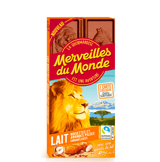Tablette chocolat Lait Noisettes et amandes pilées caramélisées
