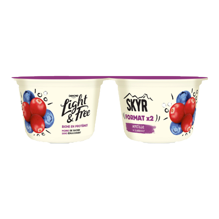 Skyr Lit de Fruits Canneberge & Myrtille 145gx2