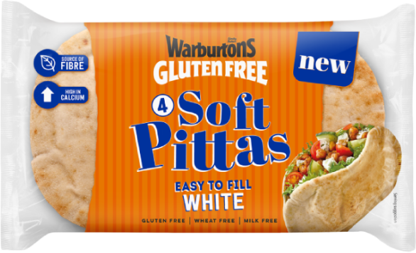 Warburtons Gluten Free White Soft Pittas 4 pk