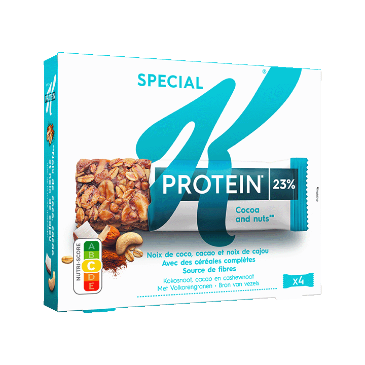 Barres Special K® Protein Noix de coco, cacao et noix de cajou 4x28g