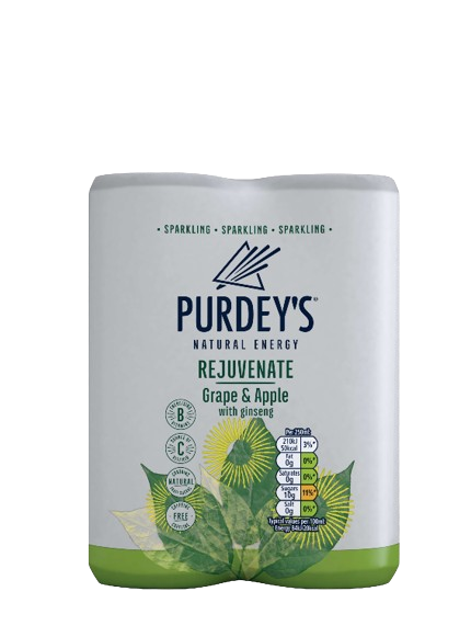 Purdey's Rejuvenate Sparkling Grape & Apple with Ginseng 4x250ml