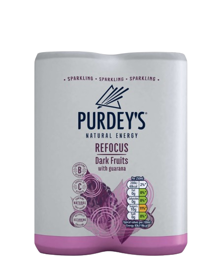 Purdey's Refocus Sparkling Dark Fruits with Guarana 4x250ml
