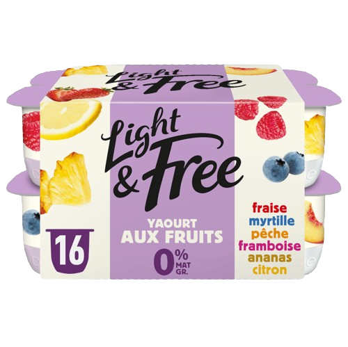 Yaourt ANANAS/CITRON/FRAISE/FRAMBOISE/MYRTILLE/PECHE x16