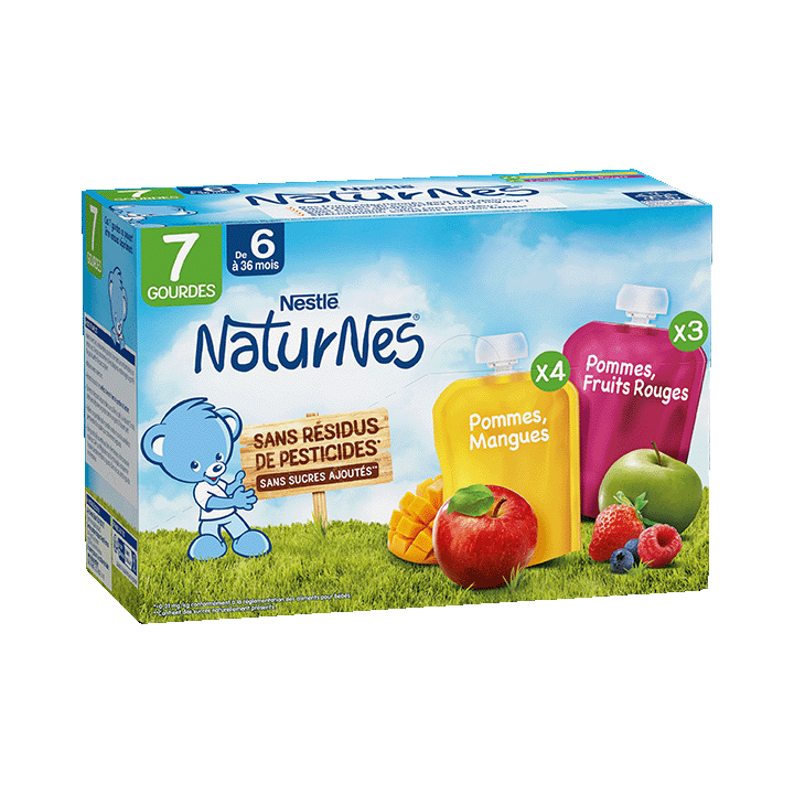 Pommes, Mangues et Pommes, Fruits Rouges (7x90g)