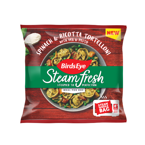 350g Spinach and ricotta tortelloni with veg and pesto