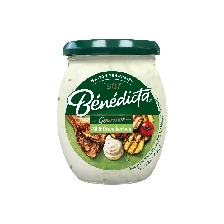 Bénédicta Sauce Gourmet Ail & Fines Herbes Bocal 260g