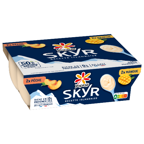 Yoplait Skyr Pêche Mangue 100g x4