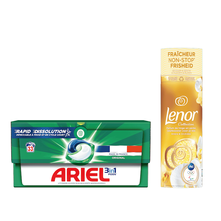 ARIEL ORIGINAL et LENOR AMBRE ET ORCHIDEE