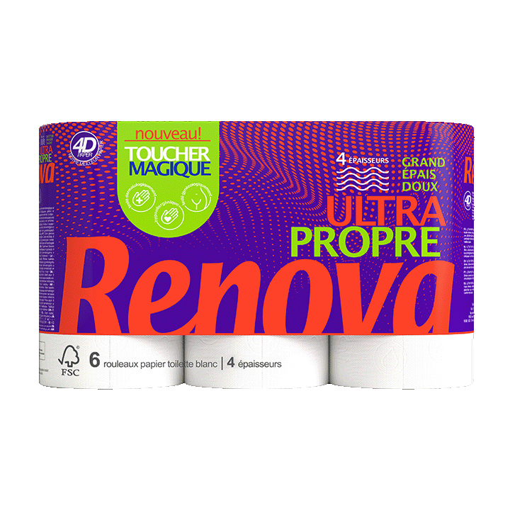 Renova ULTRA PROPRE - 2 plis - 6 rouleaux