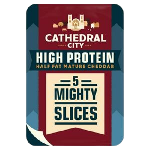 Cathedral City High Protein Half Fat Mature Cheddar Cheese Slices x5 150g