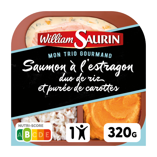 Saumon à l'estragon, duo de riz et purée de carottes