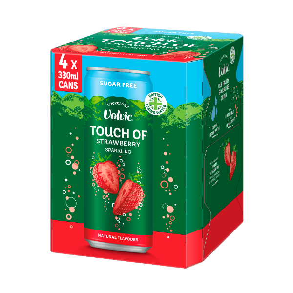 Touch of Strawberry Sparkling Sugar Free Flavoured Water by Volvic Multipack 4x330ml
