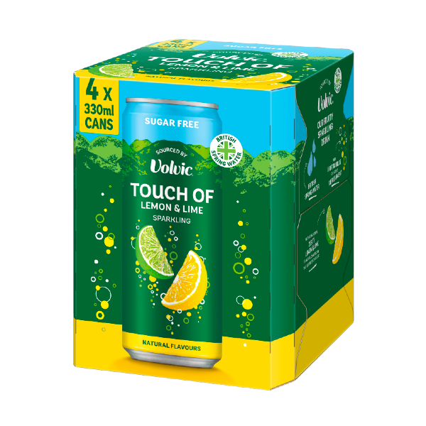 Touch of Lemon & Lime Sparkling Sugar Free Flavoured Water by Volvic Multipack 4x330ml