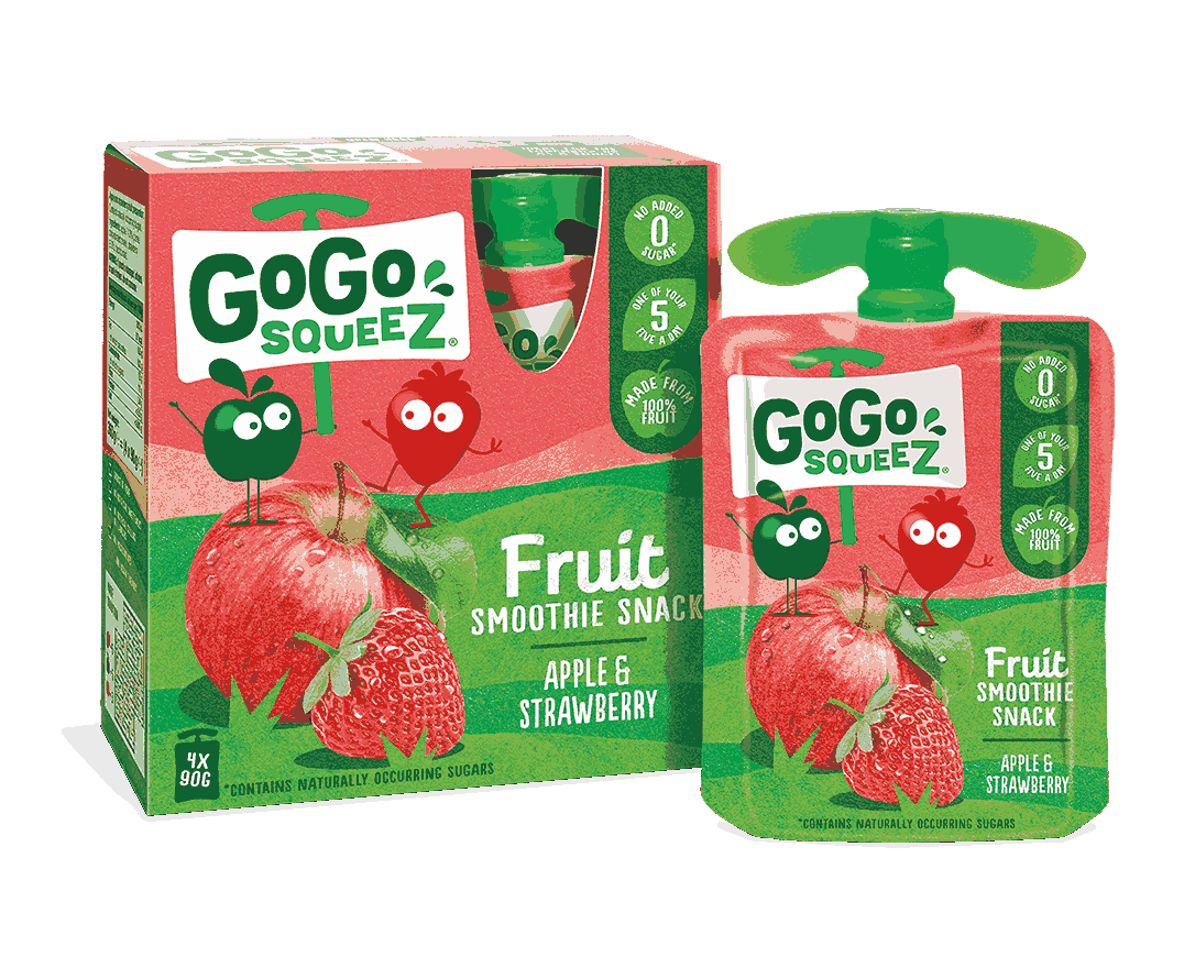 GoGo squeeZ Fruit Smoothie Snack Apple Strawberry 4x90g