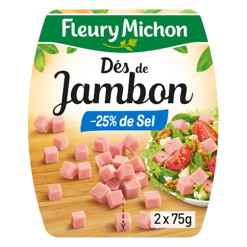 Dés de Jambon -25% de sel 2x75g