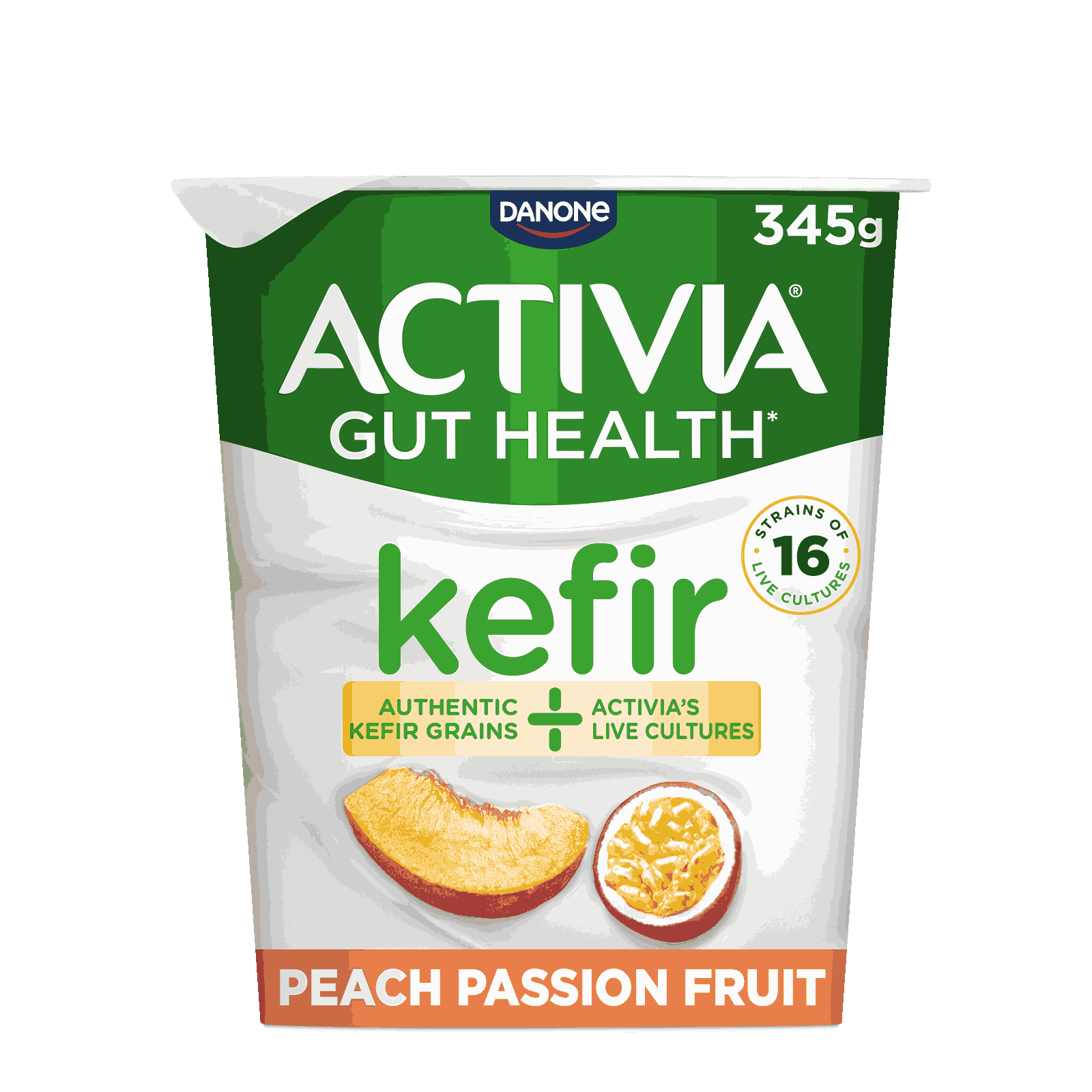 Activia Peach Passion Fruit Gut Health Yoghurt 345g