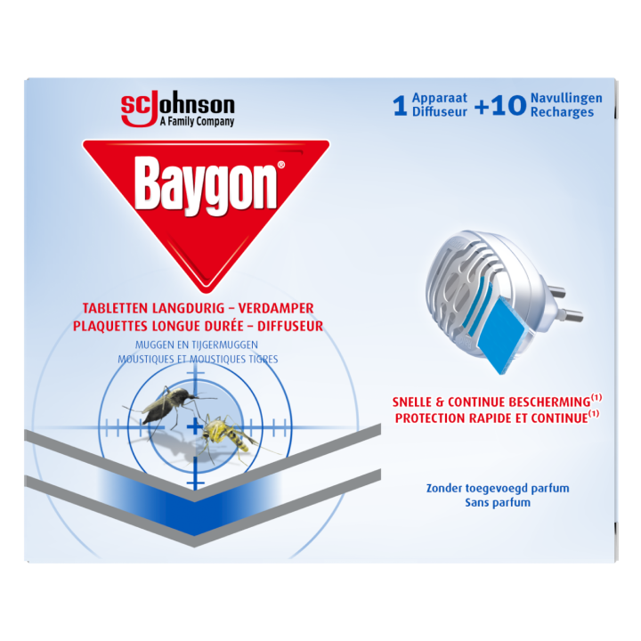 Baygon Tabletten Verdamper - Muggen & Tijgermuggen - 10 Stuks