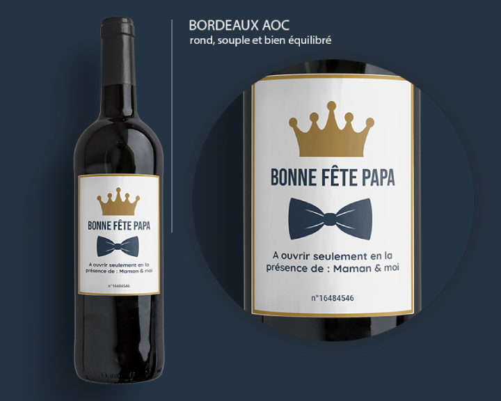 Bouteille de vin de Bordeaux personnalisée