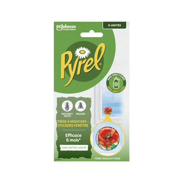 PIEGE A MOUCHES - STICKER FENETRES COQUELICOT X6