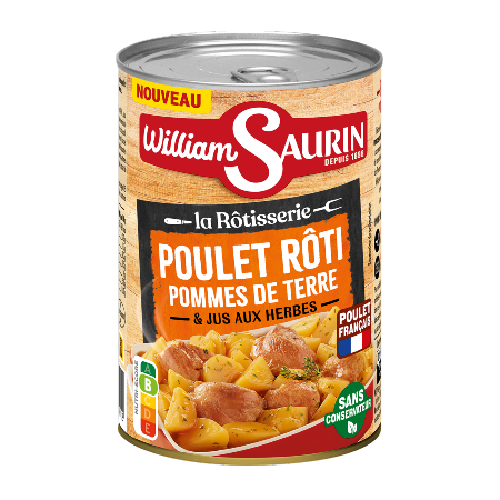 Poulet rôti, pommes de terre & jus aux herbes