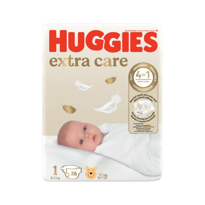 Couches Huggies Extra Care taille 1