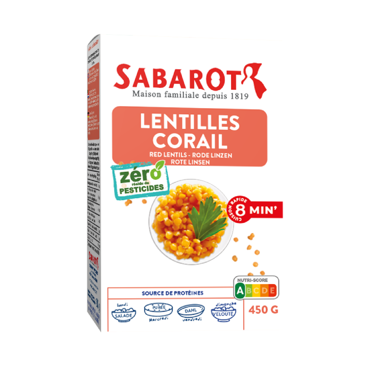 Lentilles corail ZRP (zéro résidu de pesticides) - 450g