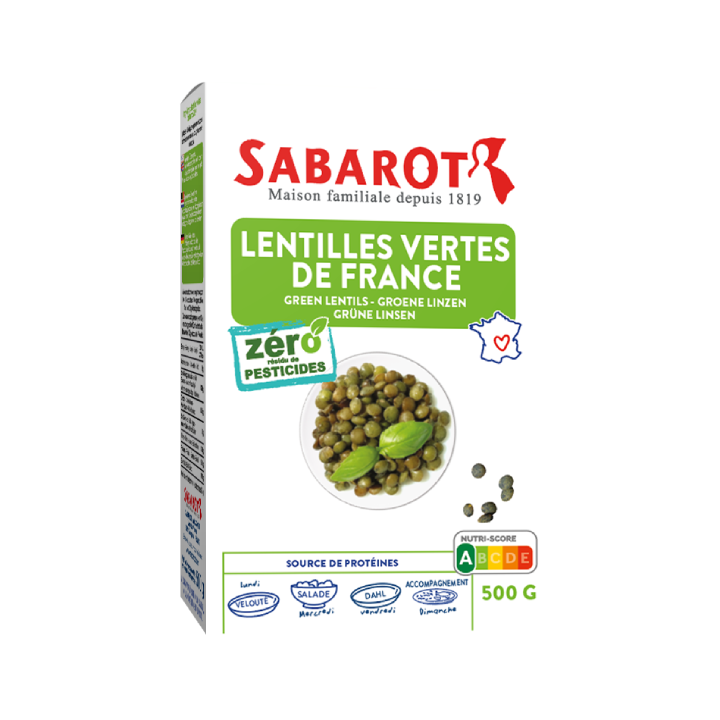 Lentilles vertes ZRP (zéro résidu de pesticides) - 500g
