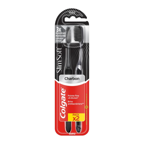 Brosses à Dents Anti-Plaque Souple SLIM SOFT Charbon X2