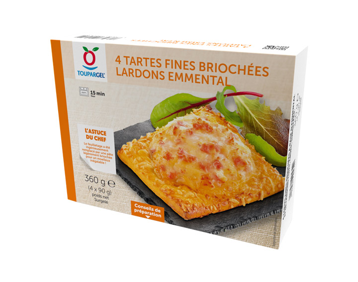 4 tartes fines briochées lardons emmental