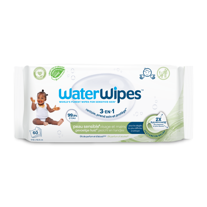 WaterWipes Lingettes Visage et Mains x60