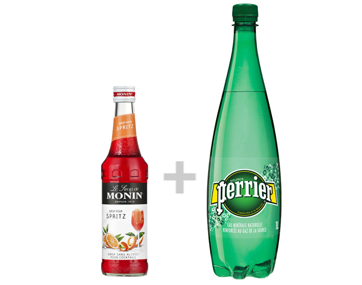 Sirop pour Spritz MONIN 33cl ET
Perrier 1L au choix