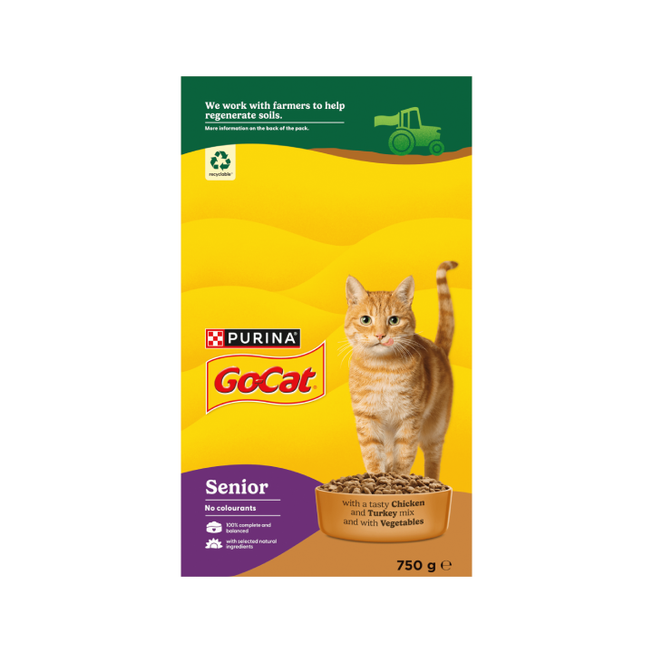 Senior Chicken, Turkey & Veg Dry Cat Food, 750g
