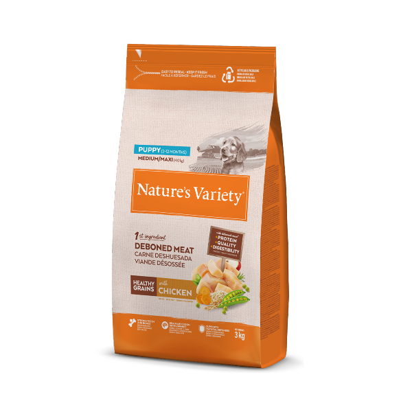 Healthy Grains Chiot Med/Max Poulet 3kg et 10kg