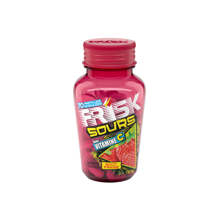 Frisk Sours goût fraise sans sucres 70 bonbons