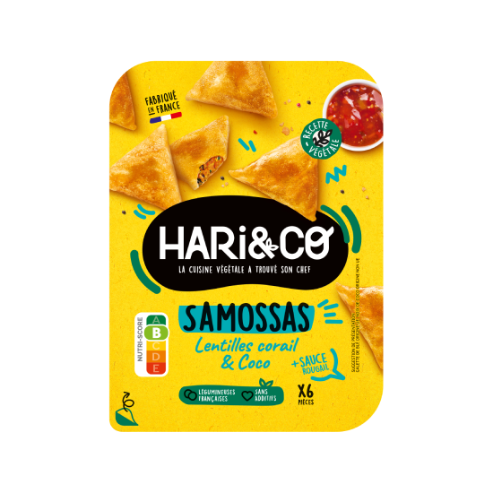 Samossas lentilles corail & coco, sauce rougail