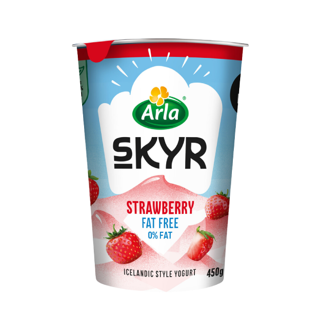 Arla Skyr Icelandic Style High Protein Strawberry Yogurt 0% Fat 450g