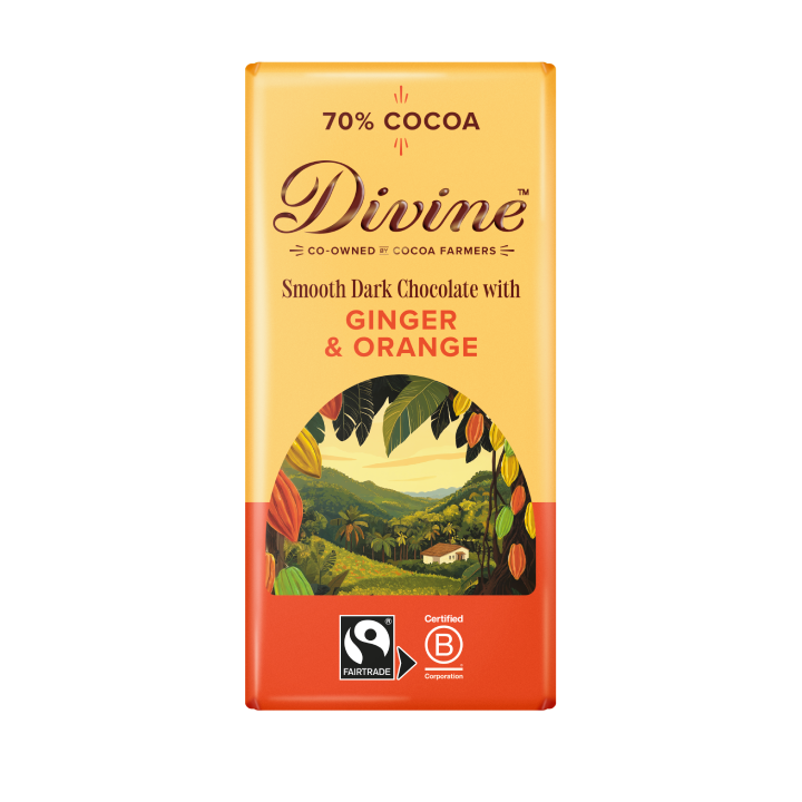Divine 70% Dark Chocolate with Ginger & Orange