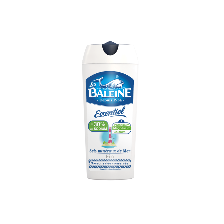 Salière 125g La Baleine sels minéraux de mer fins -30% de sodium