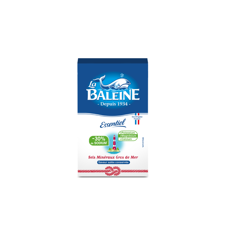 Etui 400g La Baleine sels minéraux de mer gros -30% de sodium