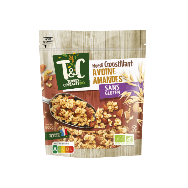 Muesli croustillant avoine amandes sans gluten 500 g