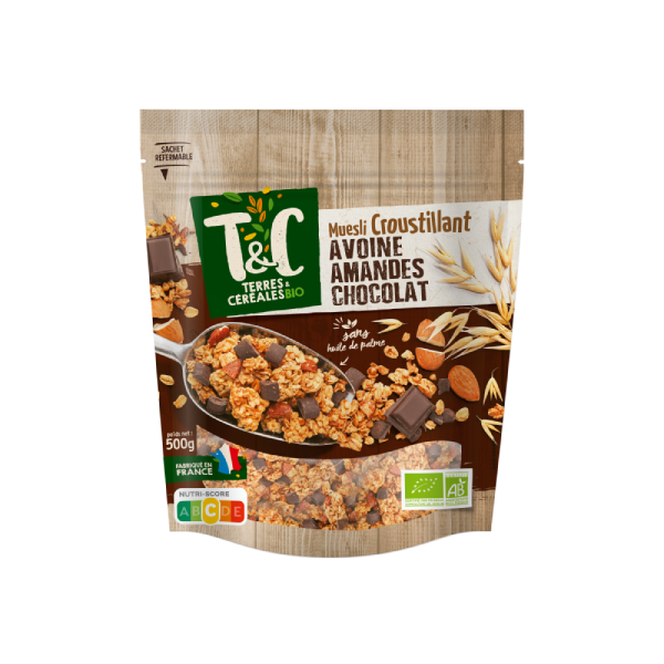 Muesli croustillant avoine amandes chocolat 500 g