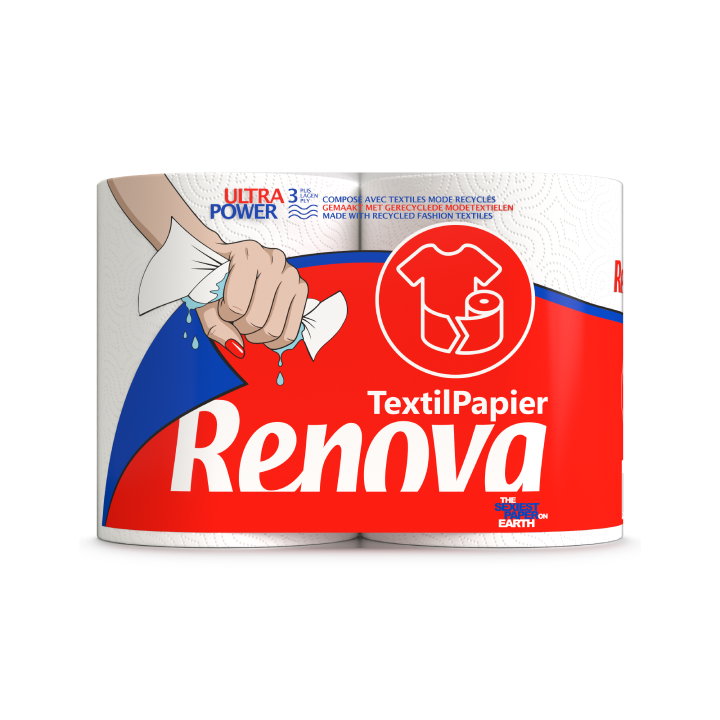 Essuie tout Renova Textile 3 épaisseurs 2rlx XL